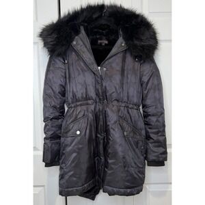 Betsey Johnson Womens Puffer Coat Size‎ S Y2K Fur Celestial Witchy Whimsigoth
